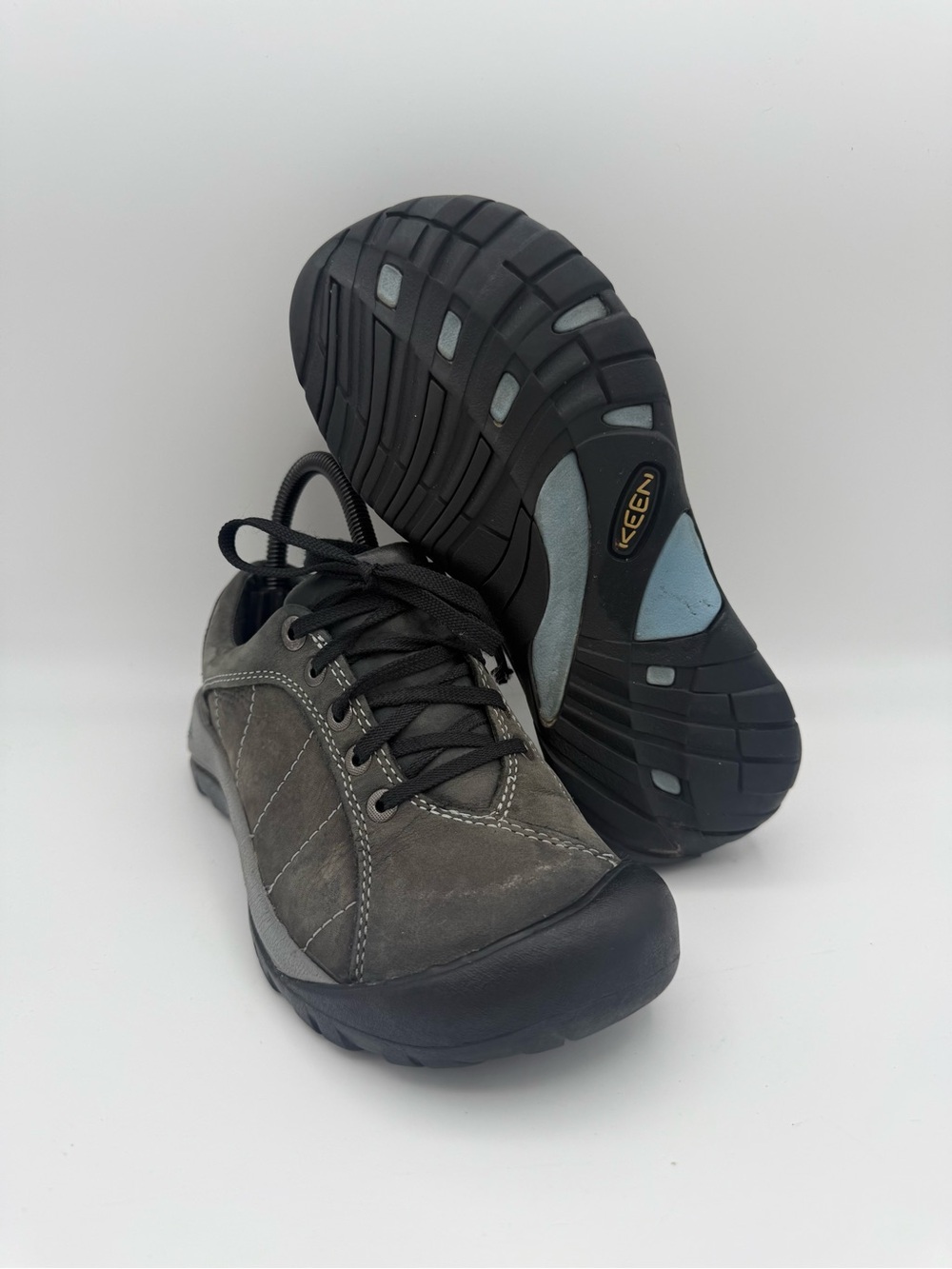 Women's Keen Presidio Gray Black Lace-Up Low-Top Hiking Walking Shoes Size 6.5